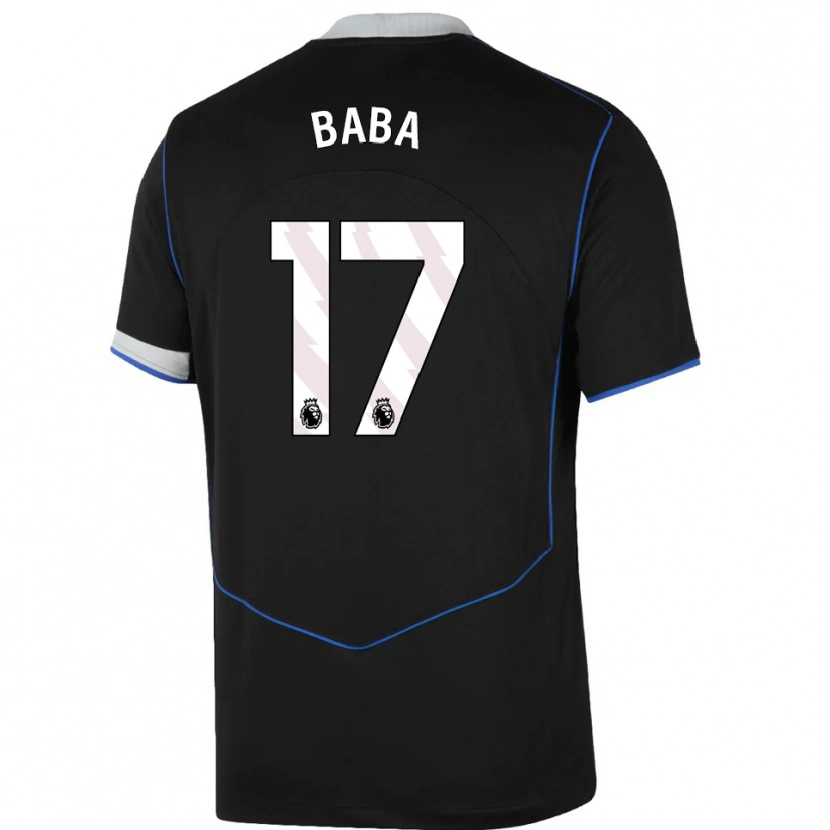 Danxen Kinderen Abdul-Rahman Baba #17 Zwart Blauw Zilver Thuisshirt Derde Tenue 2025/26 T-Shirt België