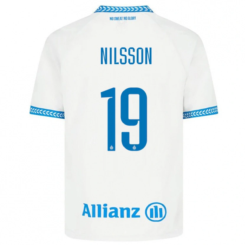 Danxen Dames Gustaf Nilsson #19 Blauw Wit Uitshirt Uittenue 2025/26 T-Shirt België