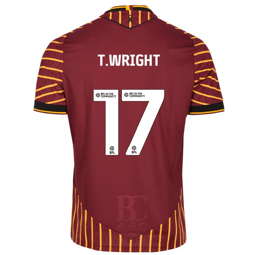Danxen Kinderen Tyreik Wright #17 Oranje Bordeauxrood Thuisshirt Thuistenue 2025/26 T-Shirt België