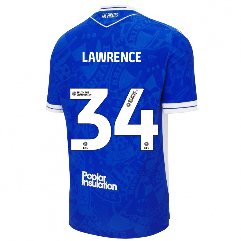 Danxen Kinderen Jerry Lawrence #34 Blauw Wit Thuisshirt Thuistenue 2025/26 T-Shirt België