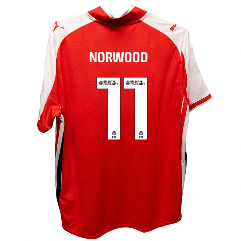 Danxen Kinderen James Norwood #11 Rood Wit Thuisshirt Thuistenue 2025/26 T-Shirt België