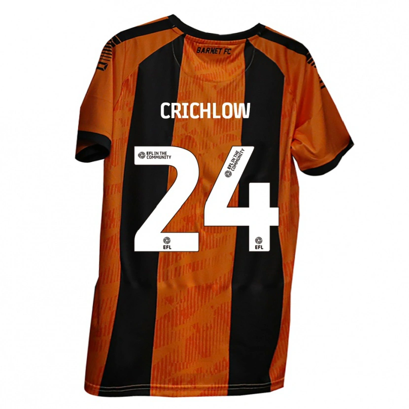 Danxen Kinderen Romoney Crichlow #24 Oranje Zwart Thuisshirt Thuistenue 2025/26 T-Shirt België