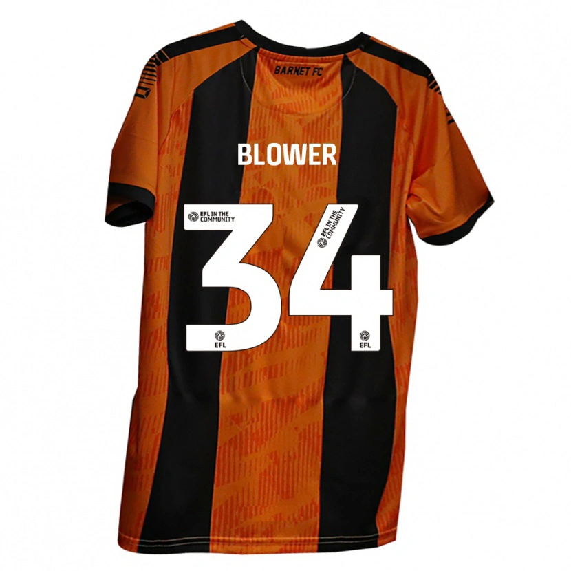 Danxen Kinderen Jack Blower #34 Oranje Zwart Thuisshirt Thuistenue 2025/26 T-Shirt België