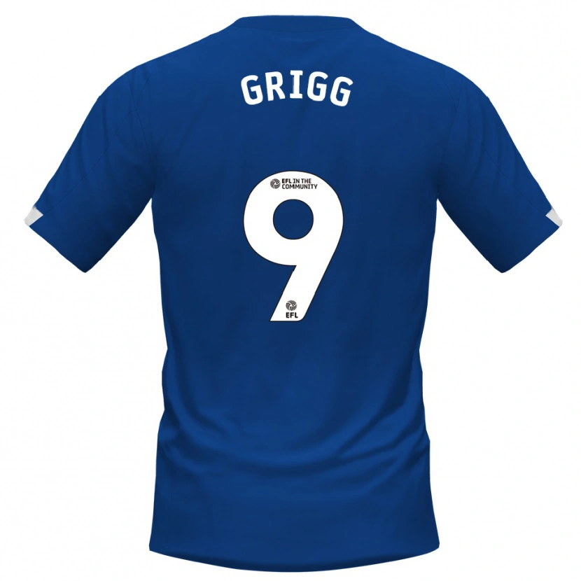 Danxen Kinderen Will Grigg #9 Blauw Wit Thuisshirt Thuistenue 2025/26 T-Shirt België