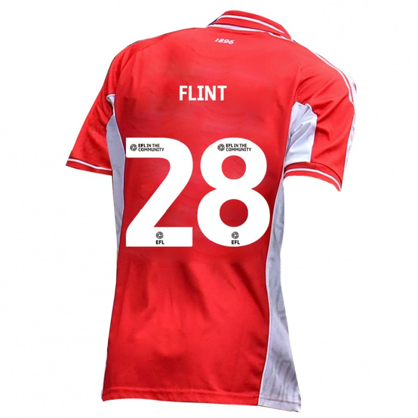 Danxen Kinderen Josh Flint #28 Rood Wit Thuisshirt Thuistenue 2025/26 T-Shirt België