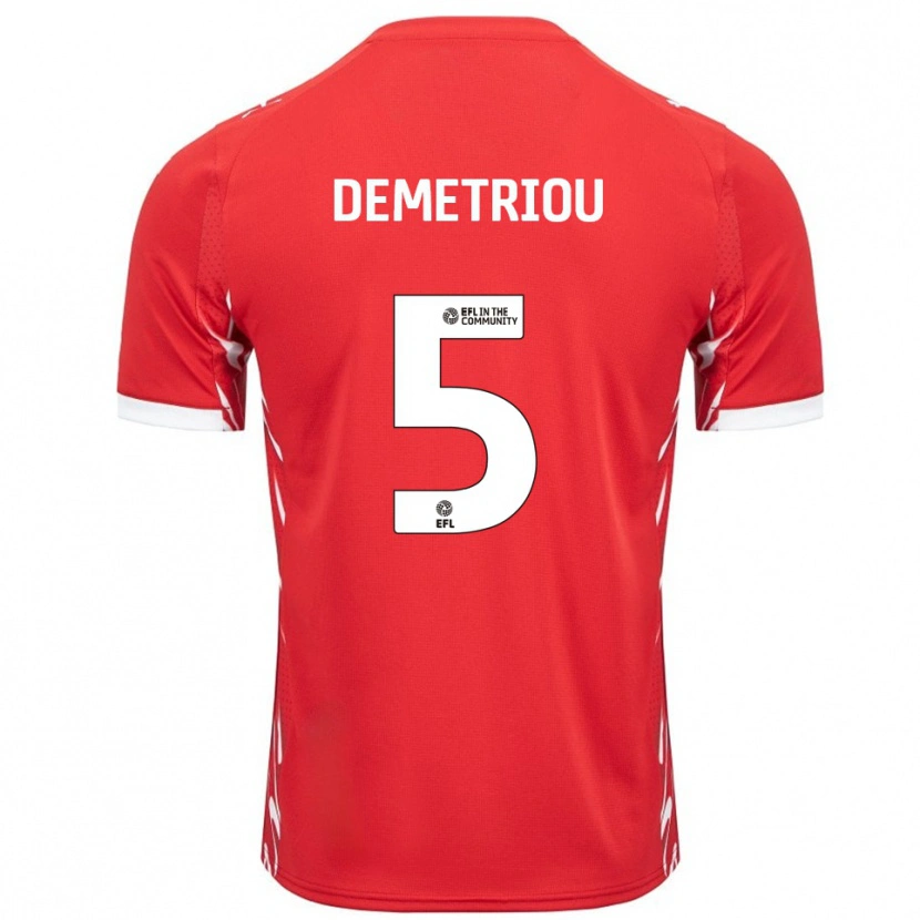 Danxen Kinderen Mickey Demetriou #5 Rood Wit Thuisshirt Thuistenue 2025/26 T-Shirt België