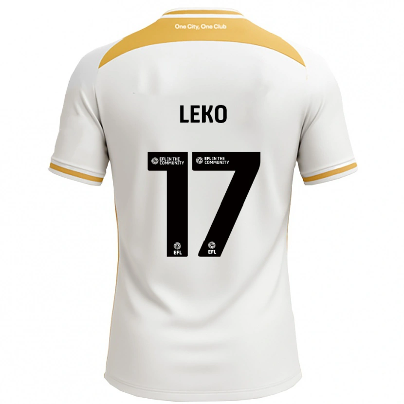 Danxen Kinderen Jonathan Leko #17 Wit Goud Thuisshirt Thuistenue 2025/26 T-Shirt België