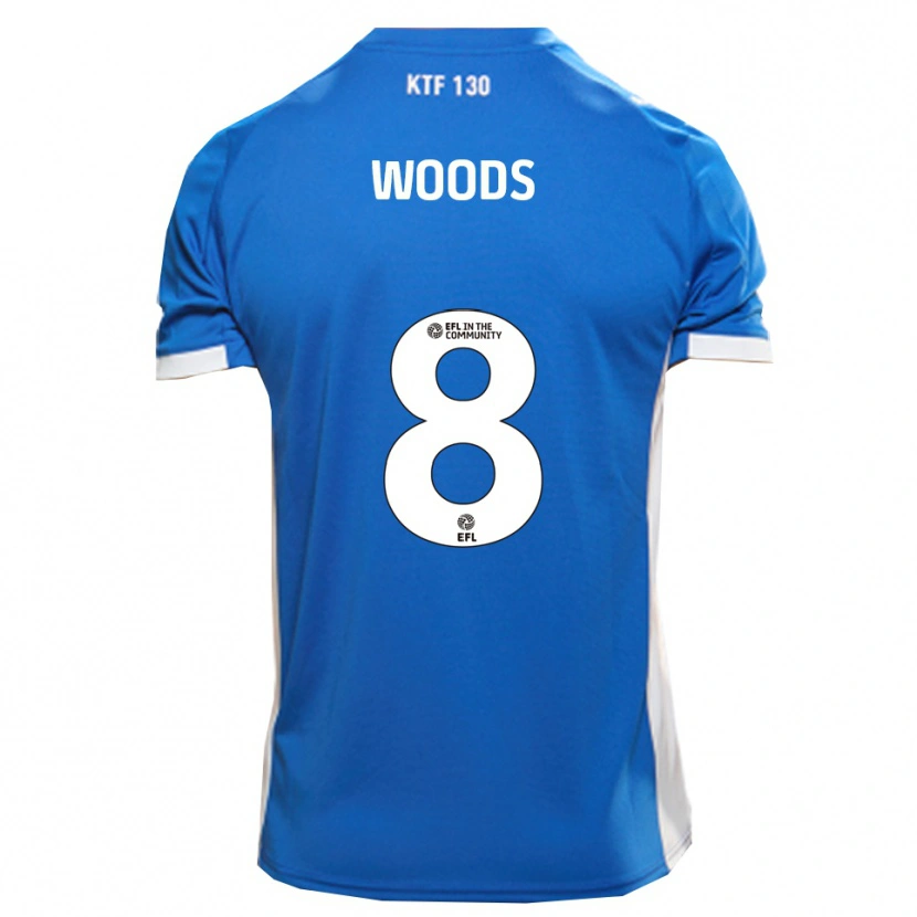 Danxen Kinderen Ryan Woods #8 Blauw Wit Thuisshirt Thuistenue 2025/26 T-Shirt België