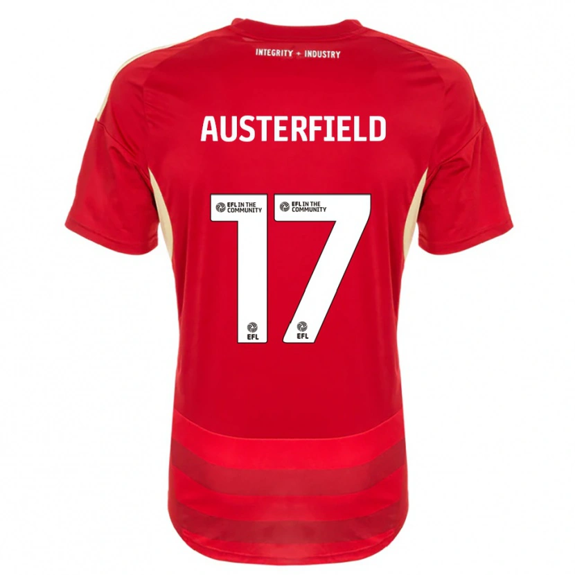 Danxen Kinderen Josh Austerfield #17 Rood Wit Thuisshirt Thuistenue 2025/26 T-Shirt België
