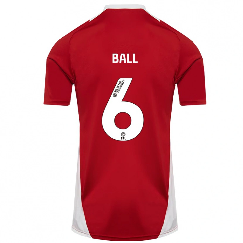 Danxen Kinderen James Ball #6 Rood Wit Goud Thuisshirt Thuistenue 2025/26 T-Shirt België