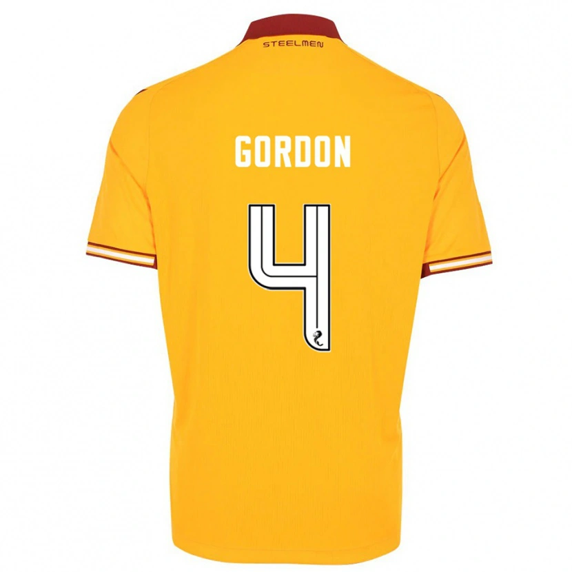 Danxen Kinderen Liam Gordon #4 Geel Bordeauxrood Thuisshirt Thuistenue 2025/26 T-Shirt België