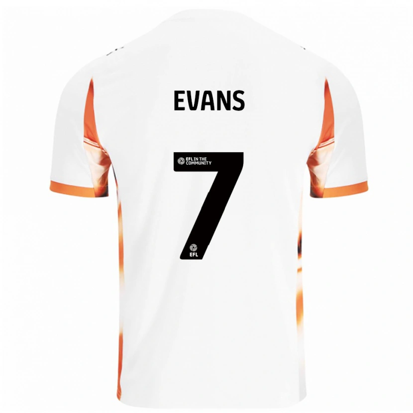 Danxen Kinderen Lee Evans #7 Wit Oranje Zwart Uitshirt Uittenue 2025/26 T-Shirt België