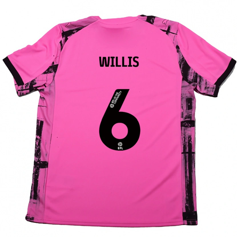 Danxen Kinderen Jordan Willis #6 Roosrood Zwart Uitshirt Uittenue 2025/26 T-Shirt België