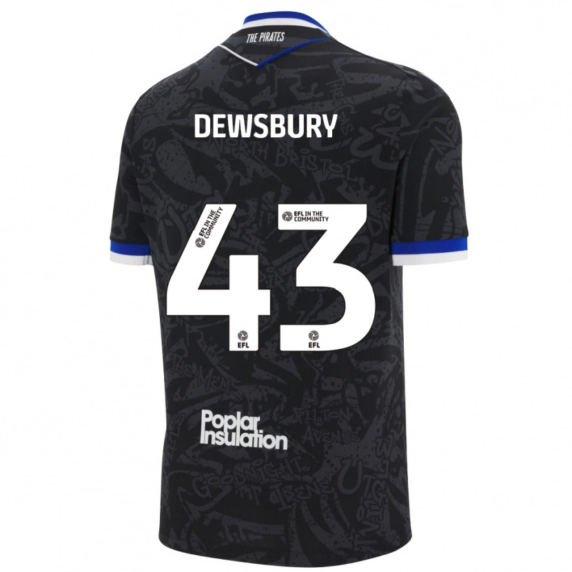 Danxen Kinderen Ollie Dewsbury #43 Zwart Wit Uitshirt Uittenue 2025/26 T-Shirt België