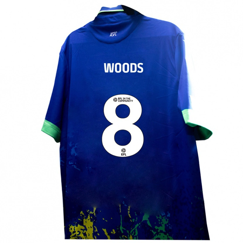 Danxen Kinderen Ben Woods #8 Blauw Geel Uitshirt Uittenue 2025/26 T-Shirt België