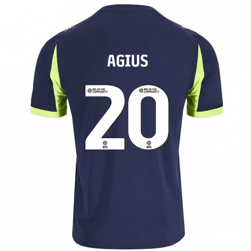 Danxen Kinderen Calum Agius #20 Marine Fluorescerend Groen Uitshirt Uittenue 2025/26 T-Shirt België