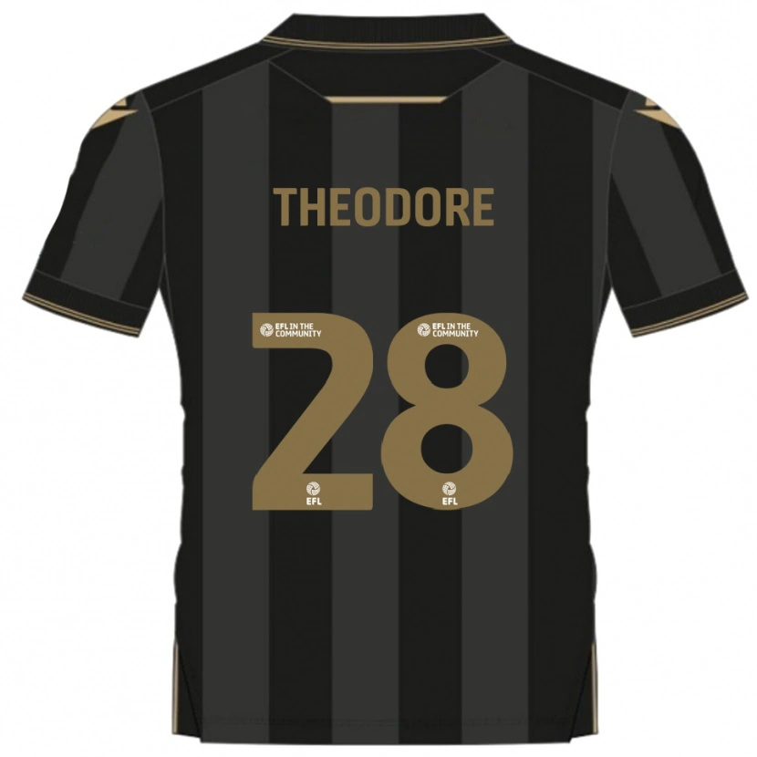 Danxen Kinderen Damien Theodore #28 Zwart Goud Uitshirt Uittenue 2025/26 T-Shirt België