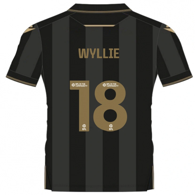 Danxen Kinderen Marcus Wyllie #18 Zwart Goud Uitshirt Uittenue 2025/26 T-Shirt België