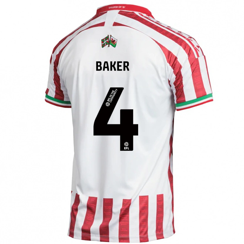 Danxen Kinderen Matthew Baker #4 Rood Wit Uitshirt Uittenue 2025/26 T-Shirt België