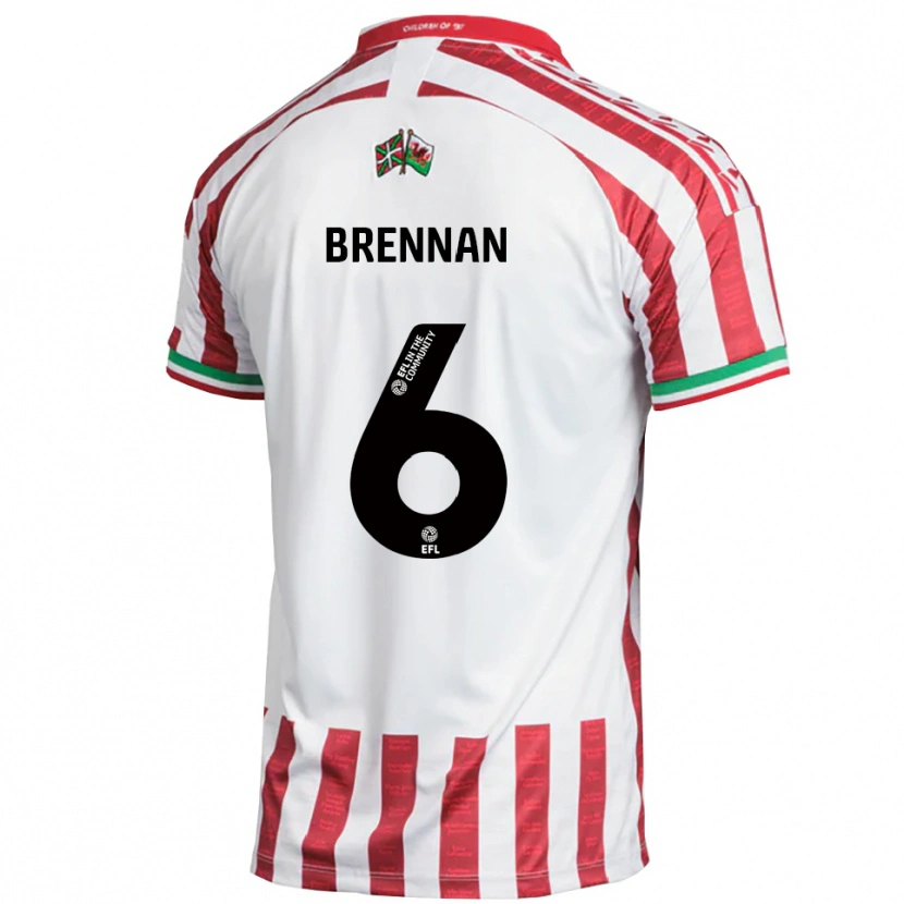Danxen Kinderen Ciaran Brennan #6 Rood Wit Uitshirt Uittenue 2025/26 T-Shirt België