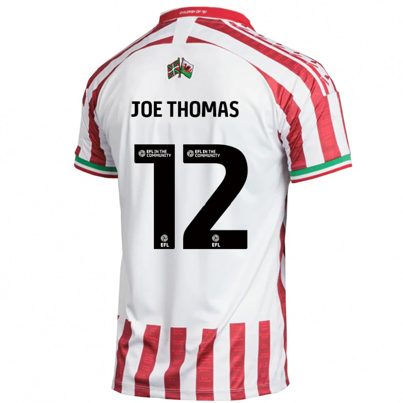 Danxen Kinderen Joe Thomas #12 Rood Wit Uitshirt Uittenue 2025/26 T-Shirt België