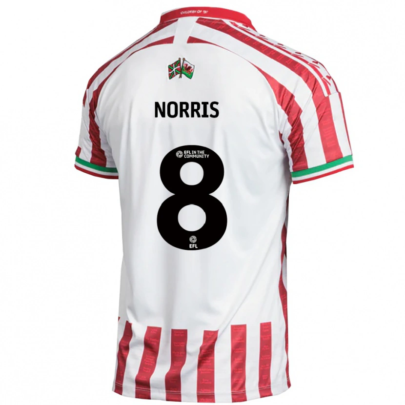 Danxen Kinderen Jac Norris #8 Rood Wit Uitshirt Uittenue 2025/26 T-Shirt België