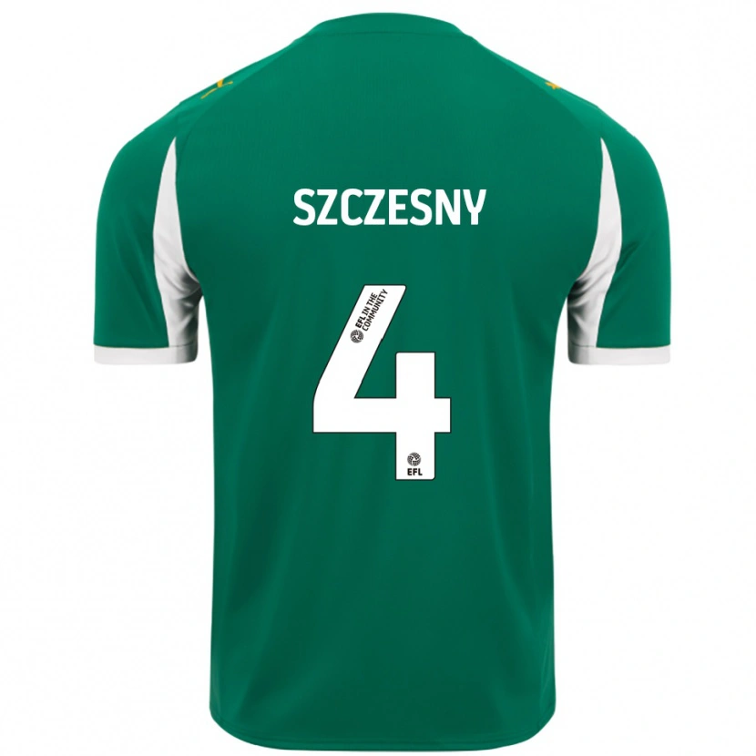 Danxen Kinderen Nikos Szczesny #4 Groen Wit Uitshirt Uittenue 2025/26 T-Shirt België