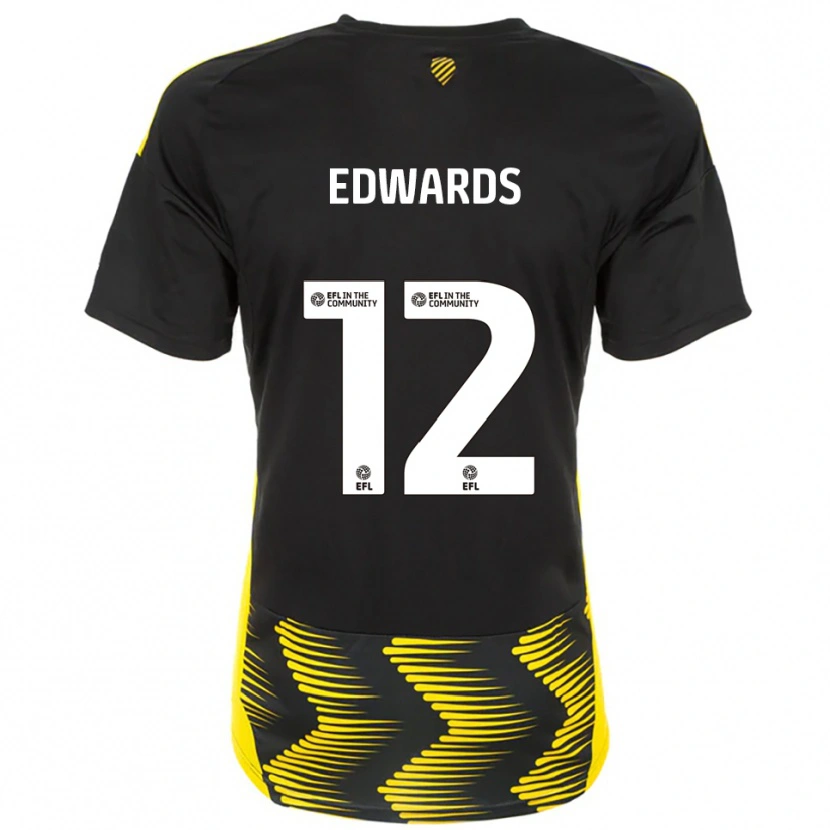 Danxen Kinderen Tom Edwards #12 Zwart Geel Uitshirt Uittenue 2025/26 T-Shirt België