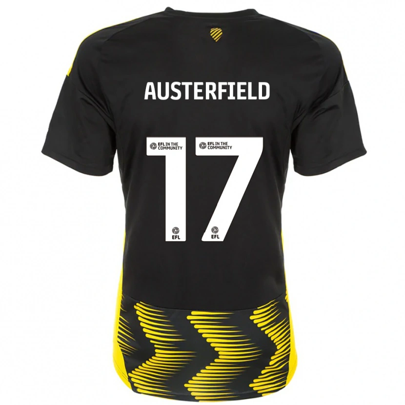 Danxen Kinderen Josh Austerfield #17 Zwart Geel Uitshirt Uittenue 2025/26 T-Shirt België