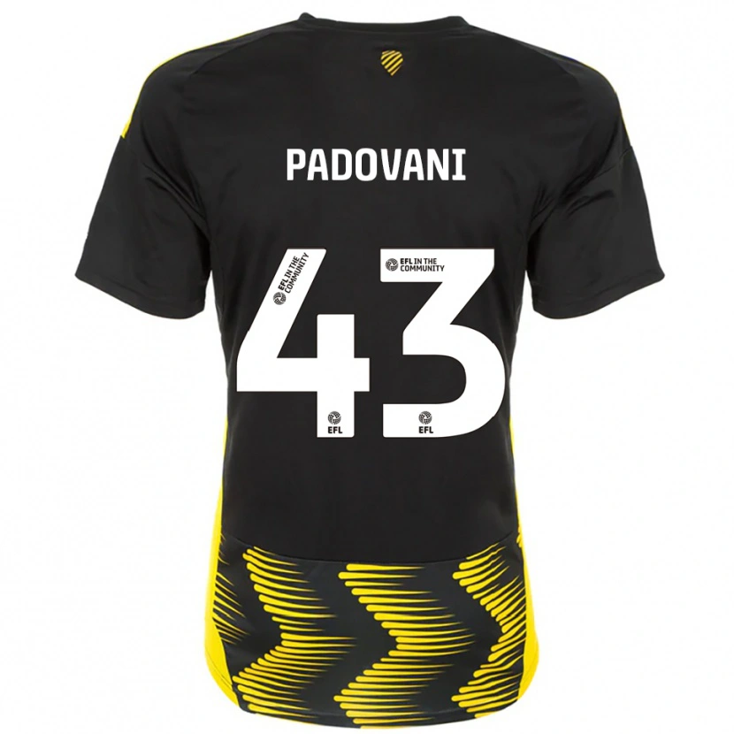Danxen Kinderen Bruno Padovani #43 Zwart Geel Uitshirt Uittenue 2025/26 T-Shirt België
