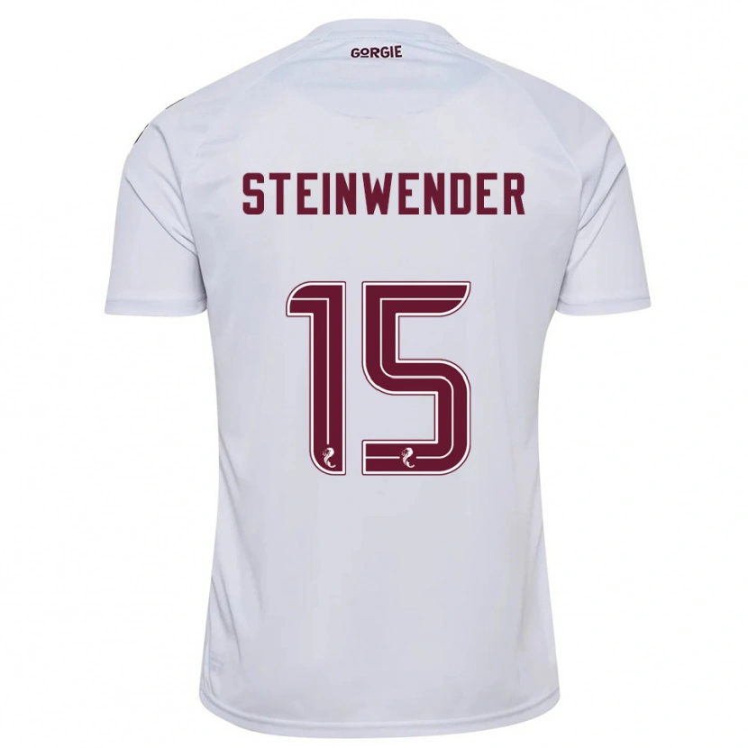 Danxen Kinderen Michael Steinwender #15 Wit Bordeauxrood Uitshirt Uittenue 2025/26 T-Shirt België