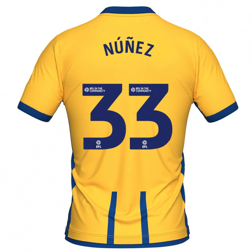 Danxen Heren Anthony Núñez #33 Geel Blauw Thuisshirt Thuistenue 2025/26 T-Shirt België