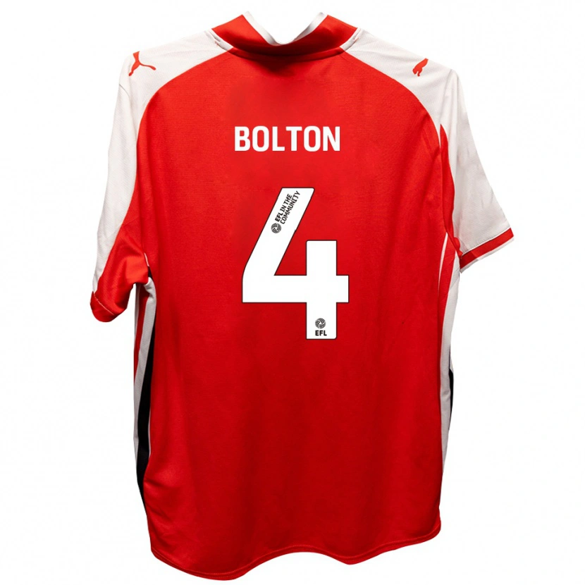 Danxen Heren James Bolton #4 Rood Wit Thuisshirt Thuistenue 2025/26 T-Shirt België