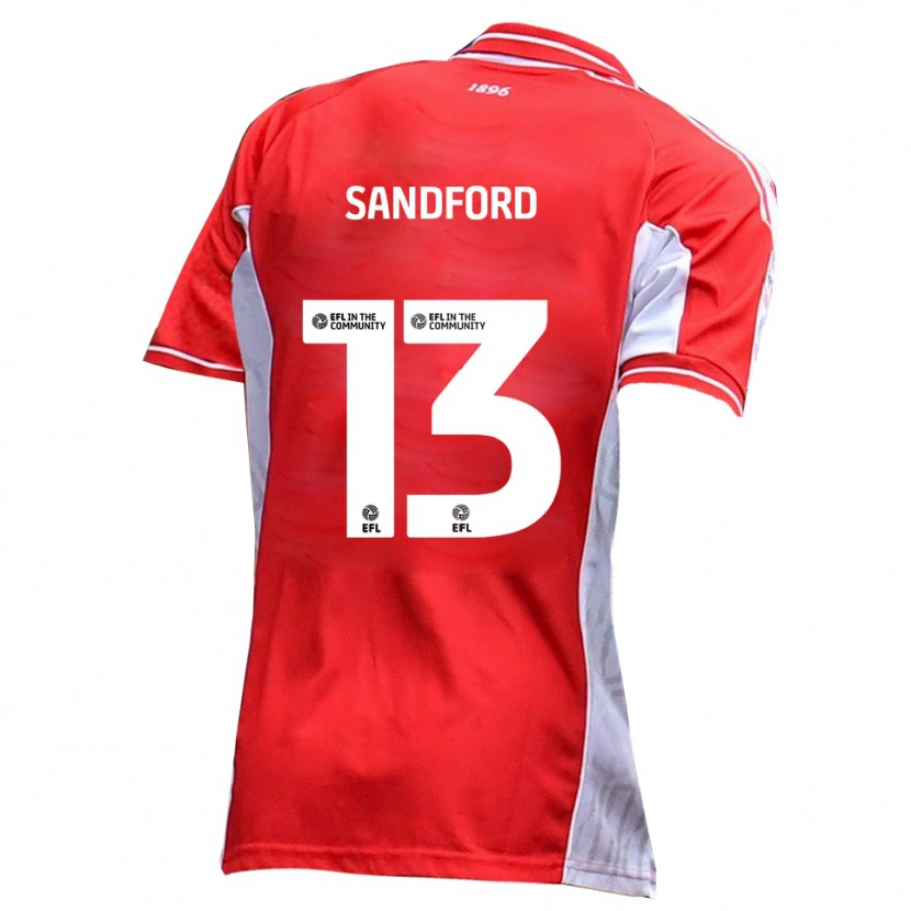 Danxen Heren Ryan Sandford #13 Rood Wit Thuisshirt Thuistenue 2025/26 T-Shirt België