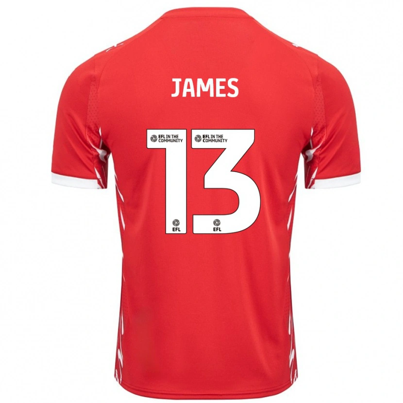 Danxen Heren Dominic James #13 Rood Wit Thuisshirt Thuistenue 2025/26 T-Shirt België