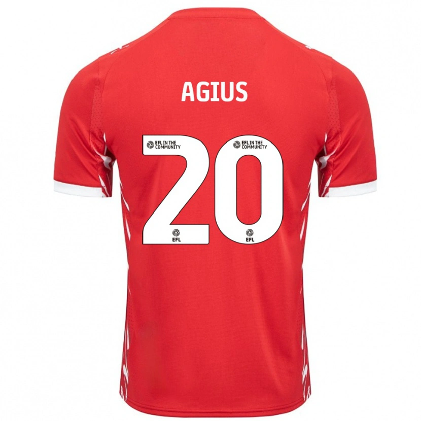 Danxen Heren Calum Agius #20 Rood Wit Thuisshirt Thuistenue 2025/26 T-Shirt België