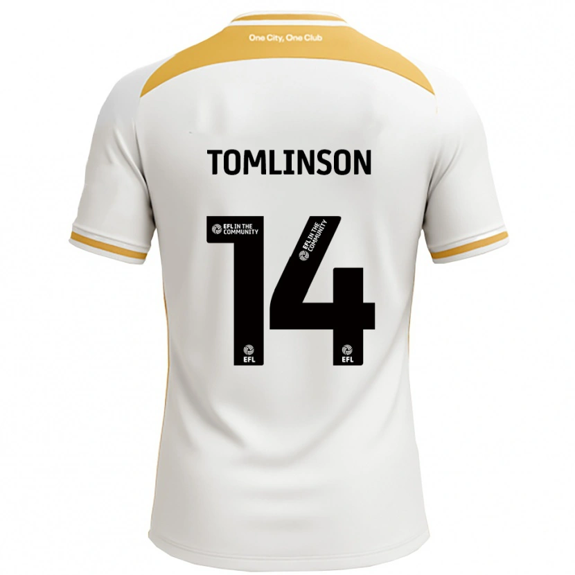 Danxen Heren Joe Tomlinson #14 Wit Goud Thuisshirt Thuistenue 2025/26 T-Shirt België