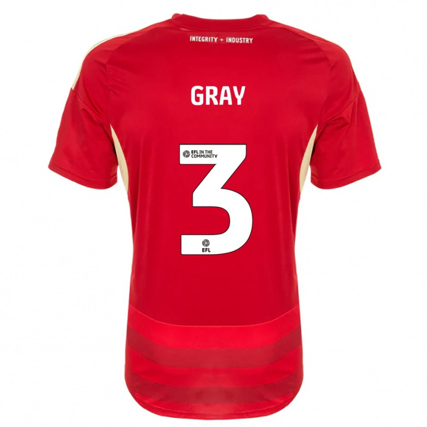 Danxen Heren Rebecca Gray #3 Rood Wit Thuisshirt Thuistenue 2025/26 T-Shirt België