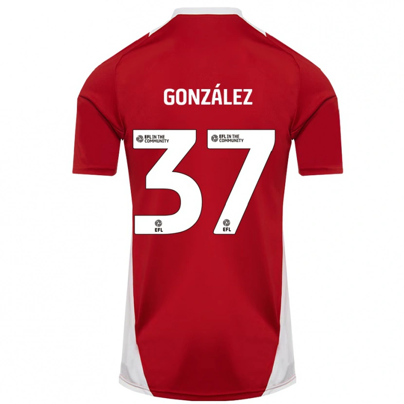 Danxen Heren Dani González #37 Rood Wit Goud Thuisshirt Thuistenue 2025/26 T-Shirt België
