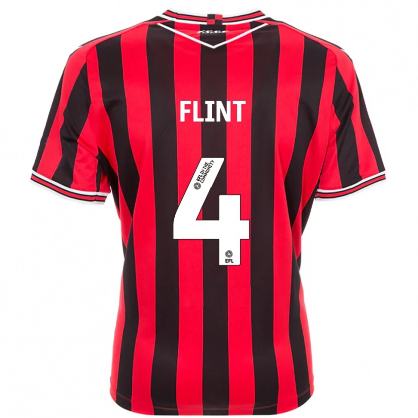 Danxen Heren Aden Flint #4 Rood Zwart Thuisshirt Thuistenue 2025/26 T-Shirt België