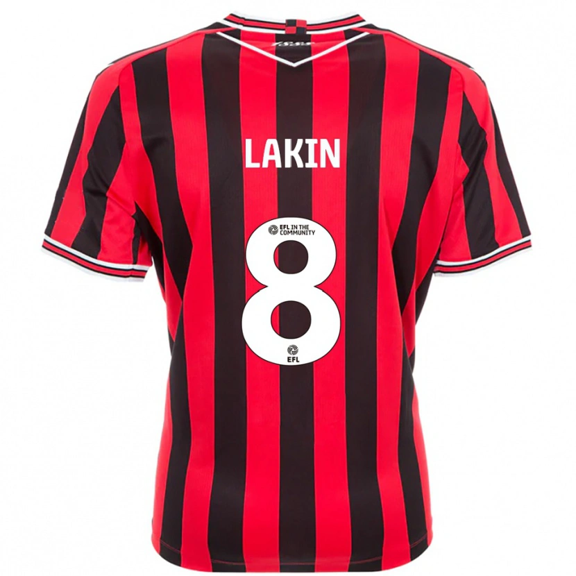 Danxen Heren Charlie Lakin #8 Rood Zwart Thuisshirt Thuistenue 2025/26 T-Shirt België
