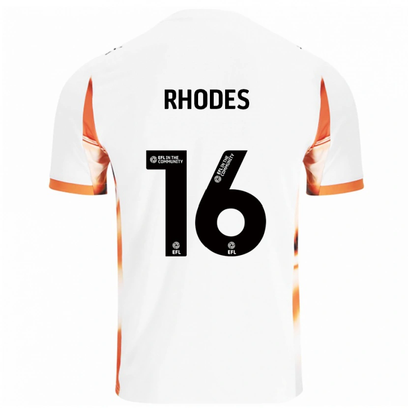Danxen Heren Jordan Rhodes #16 Wit Oranje Zwart Uitshirt Uittenue 2025/26 T-Shirt België