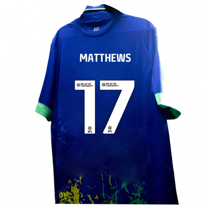Danxen Heren Devon Matthews #17 Blauw Geel Uitshirt Uittenue 2025/26 T-Shirt België