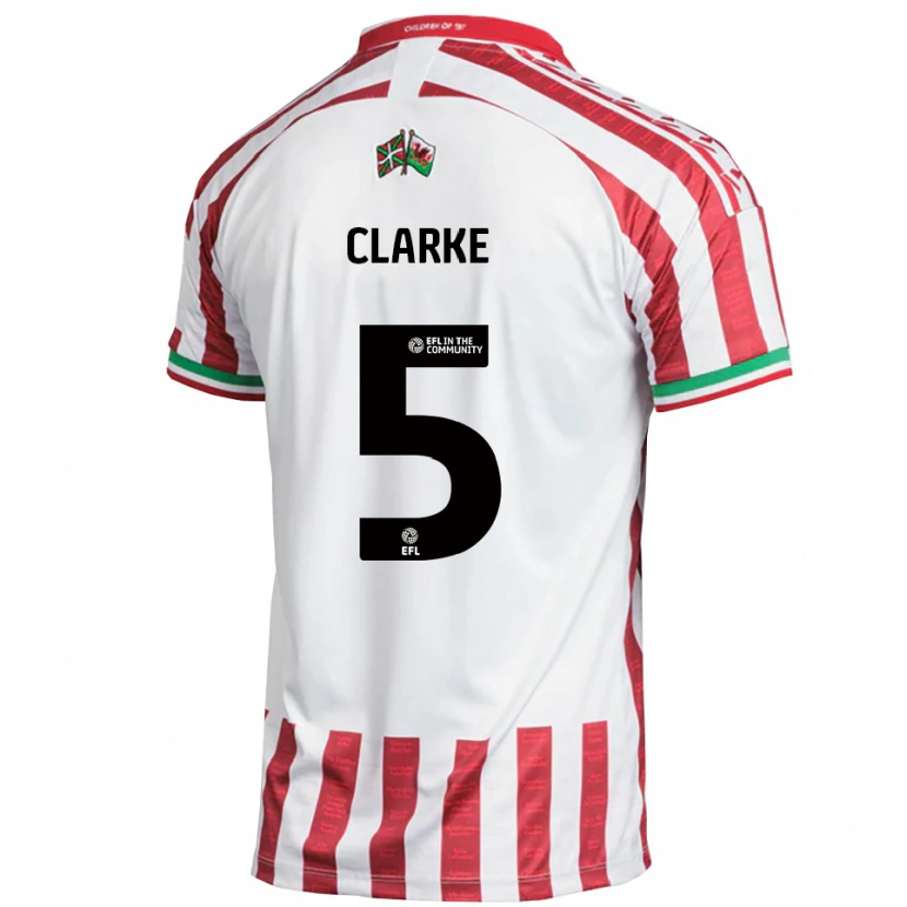 Danxen Heren James Clarke #5 Rood Wit Uitshirt Uittenue 2025/26 T-Shirt België