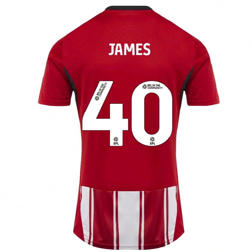 Danxen Dames Ed James #40 Rood Wit Zwart Thuisshirt Thuistenue 2025/26 T-Shirt België