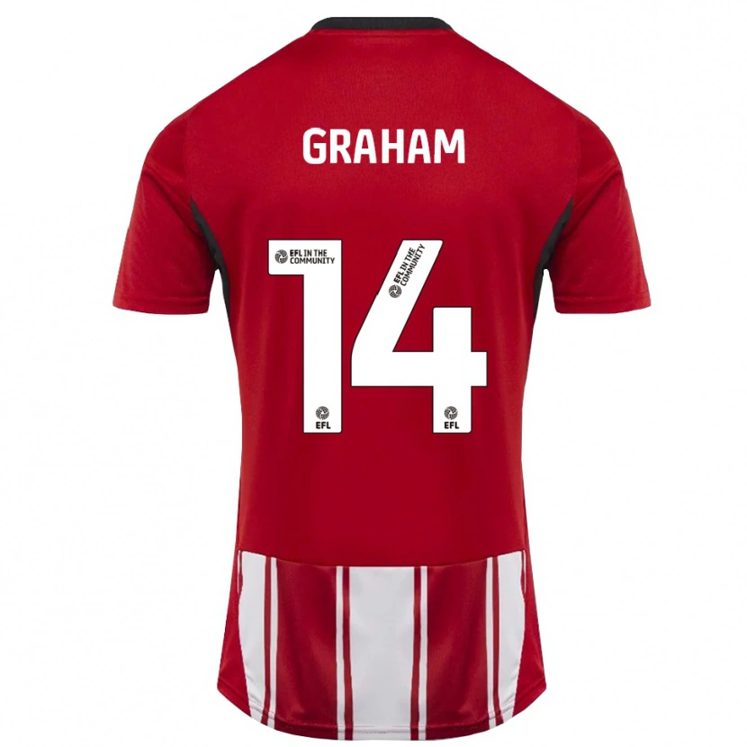 Danxen Dames Callum Graham #14 Rood Wit Zwart Thuisshirt Thuistenue 2025/26 T-Shirt België