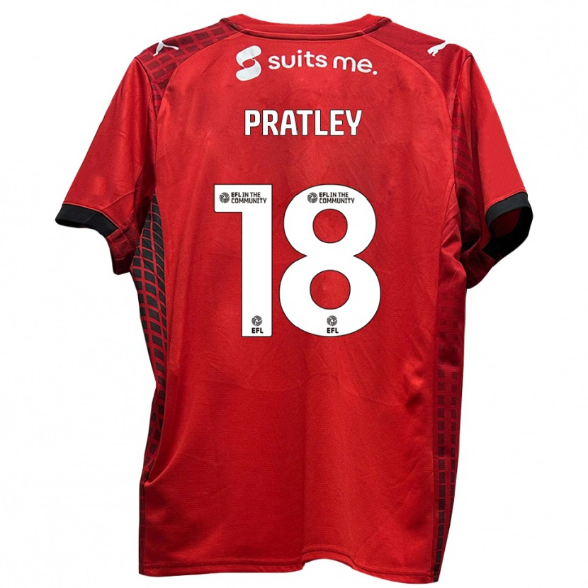 Danxen Dames Darren Pratley #18 Rood Zwart Thuisshirt Thuistenue 2025/26 T-Shirt België