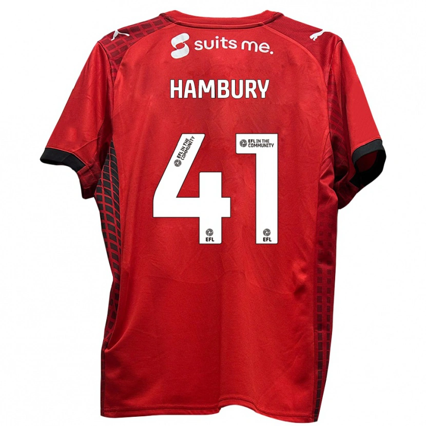 Danxen Dames Zack Hambury #41 Rood Zwart Thuisshirt Thuistenue 2025/26 T-Shirt België