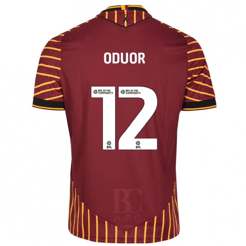 Danxen Dames Clarke Oduor #12 Oranje Bordeauxrood Thuisshirt Thuistenue 2025/26 T-Shirt België