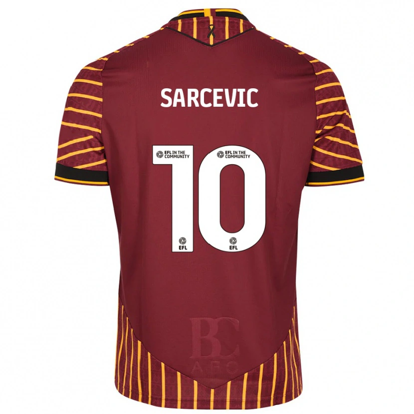 Danxen Dames Antoni Sarcevic #10 Oranje Bordeauxrood Thuisshirt Thuistenue 2025/26 T-Shirt België